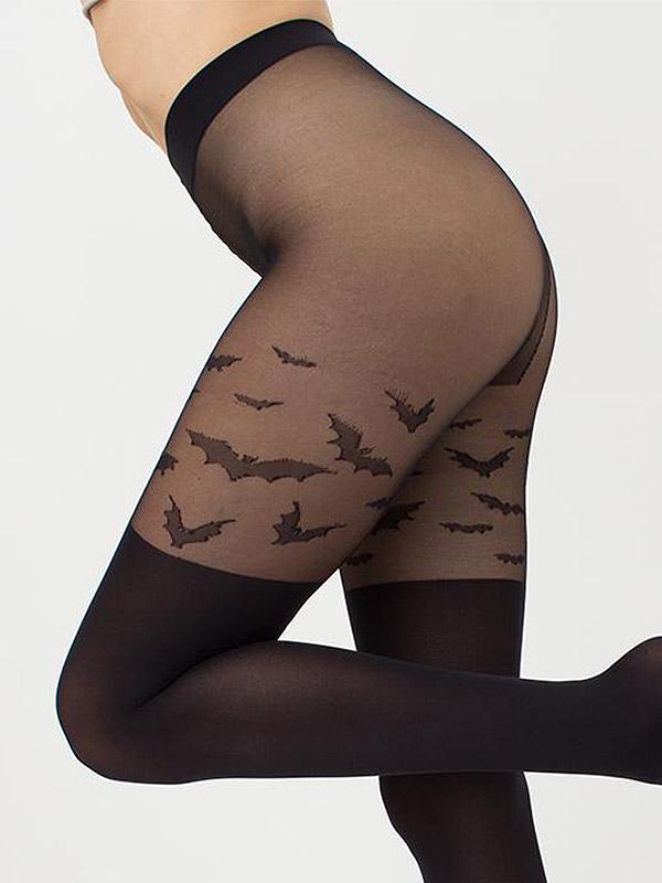Giulia Themed Mock Stockings Tights Clara Black - Gold
