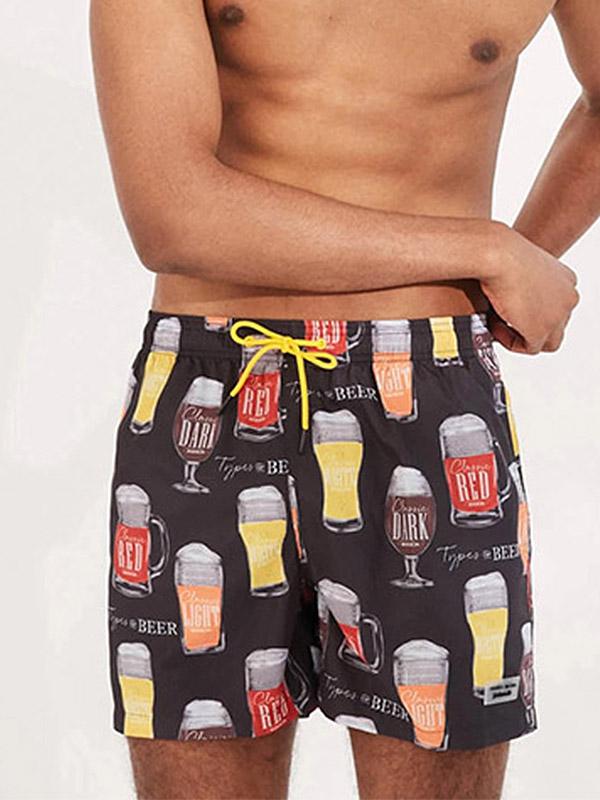 Ysabel Mora мужские плавательные шорты "Types of Beer Black - Red - Orange"