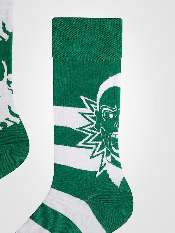 Spalvotos Kojines unisex medvilninės kojinės "Žalia Balta Green - White"