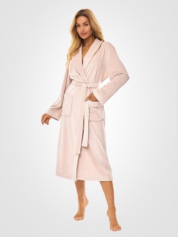 L&L Long Patterned Robe Aura Angora Velour