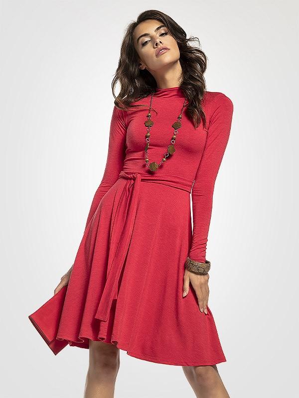 Tessita viskozinė suknelė aukštu kaklu "Bonnita Red"