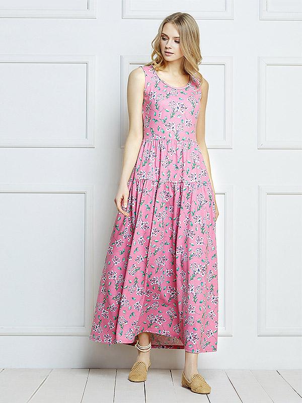 Lega платье с льном "Adeline Dusty Raspberry Flower Print"