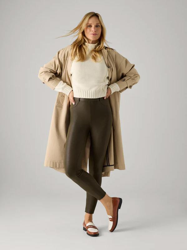 Ysabel Mora Leather Imitation Thermal Leggings Santa Eucaliptus