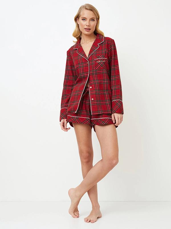 Aruelle короткая хлопковая пижама "Holly Short Red"