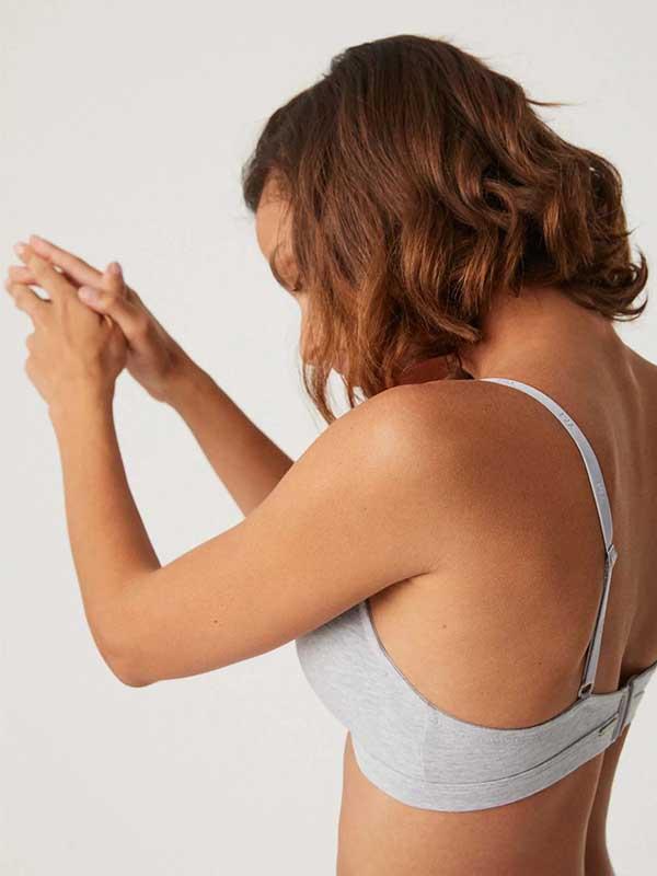 Ysabel Mora Cotton and Modal Bra Nelida Grey Melange
