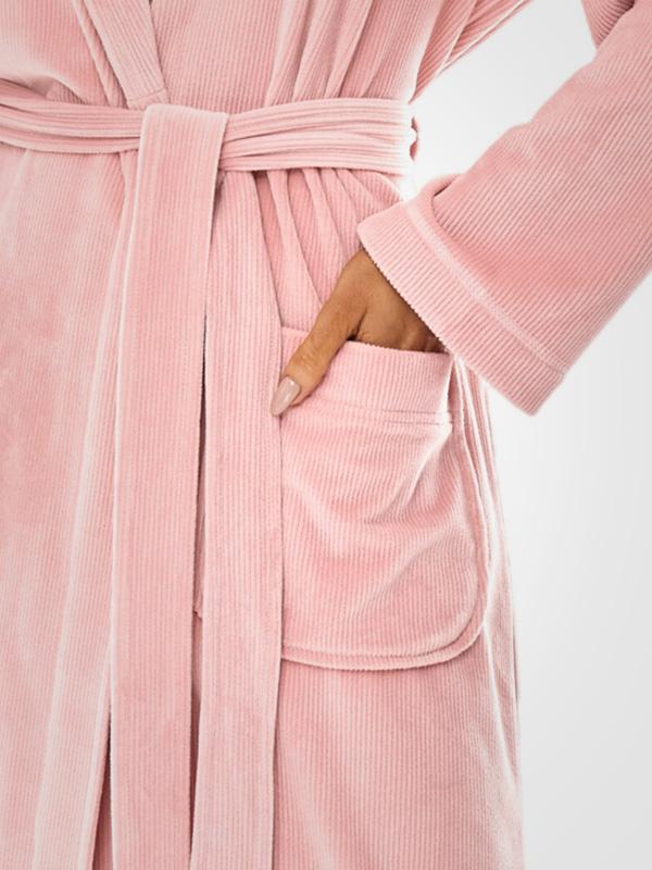 L&L Long Patterned Robe Aura Pink Velour