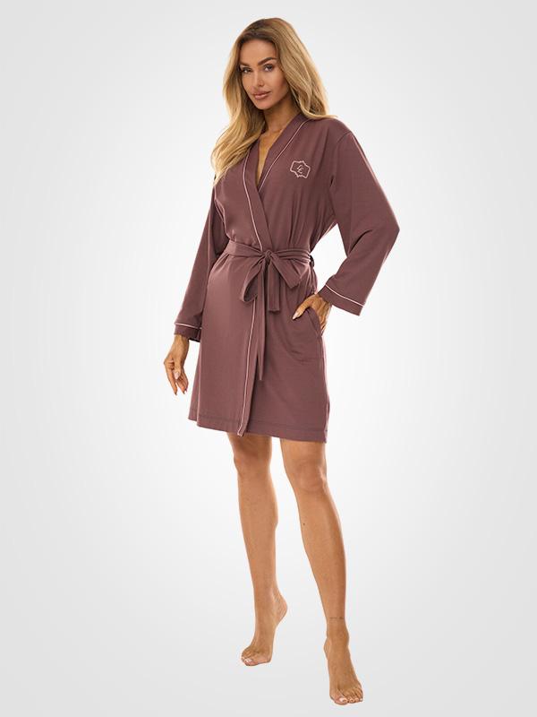 L&L Viscose Dressing Gown Darcy Plum