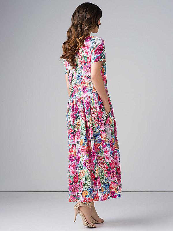 Lega maxi lininė suknelė "Rayana Multicolor Flower Print"