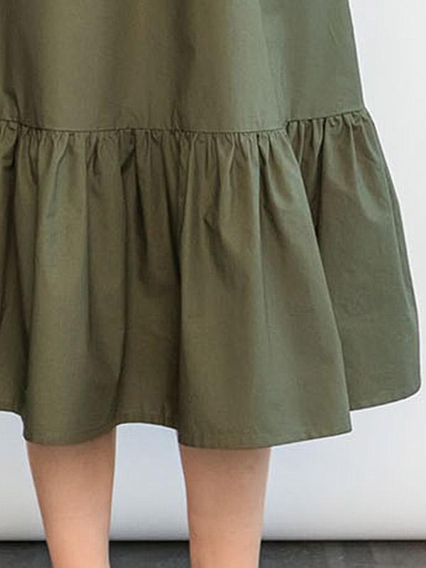 Atella Cotton Sleeveless Military Style Dress Merlina Khaki
