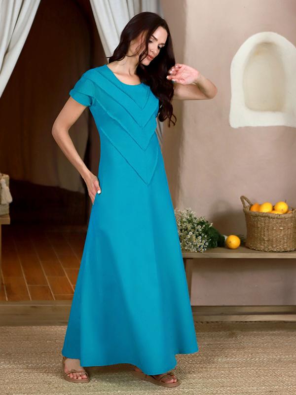 Lega Stretch Linen Maxi Dress Wanessa Turquoise