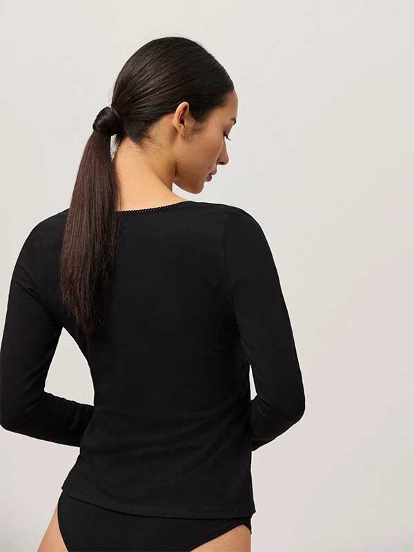Ysabel Mora Cotton Undershirt Bianca Black