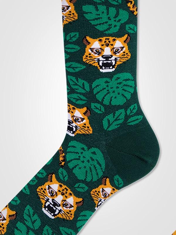 Many Mornings unisex medvilninės kojinės "El Leopardo Yellow - Green - Black"