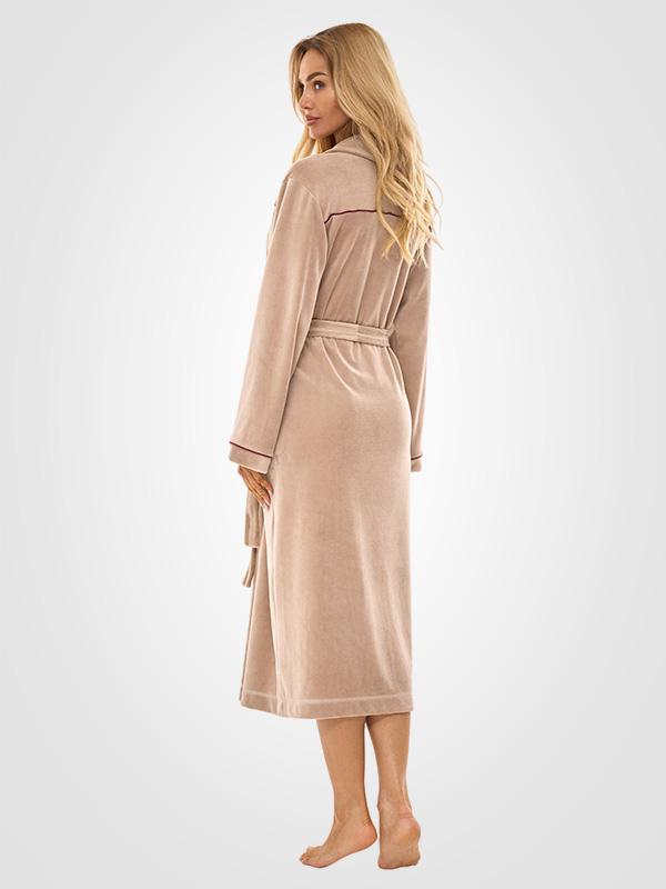 L&L Long Cotton Robe Virga Long Beige Velour