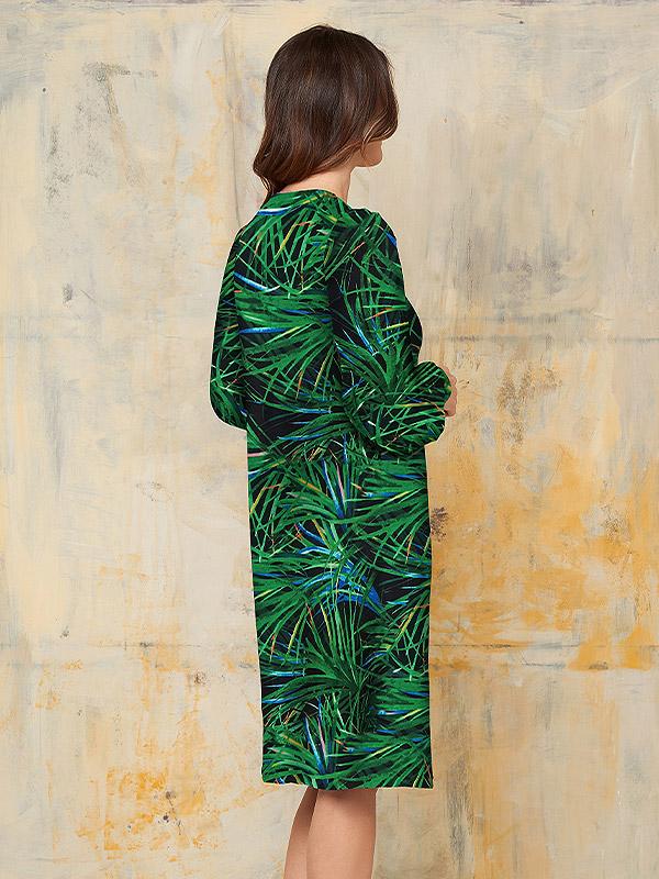 Lega veliūrinė tiesaus kirpimo suknelė "Neda Green - Black - Blue Floral Print Velour"