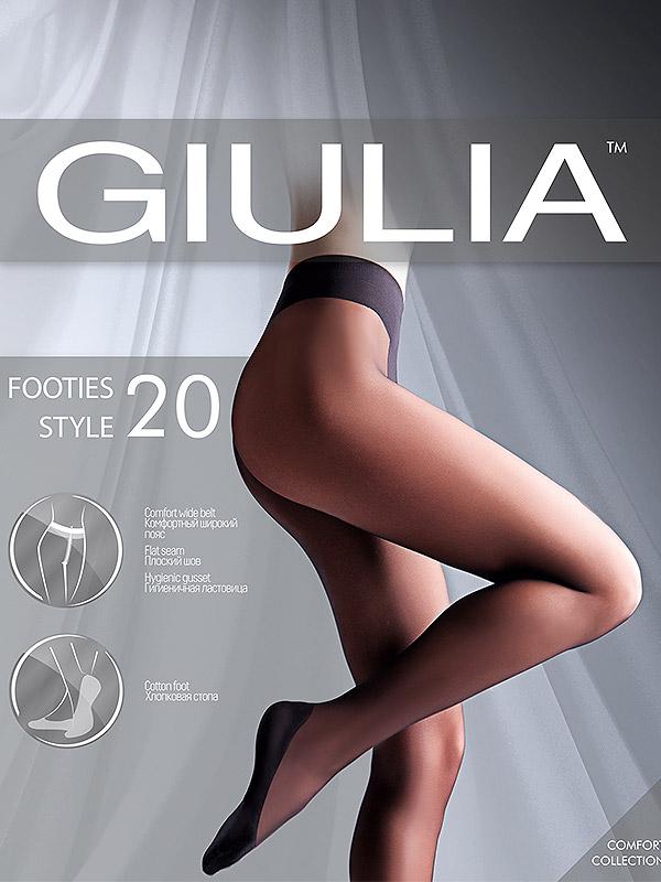 Giulia pėdkelnės su medvilninėmis pėdutėmis "Footies Style 20 Den Nero"