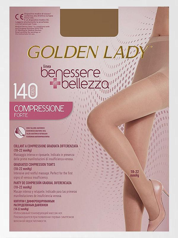 Golden Lady kompresinės pėdkelnės "Benessere Bellezza 140 Den Black"