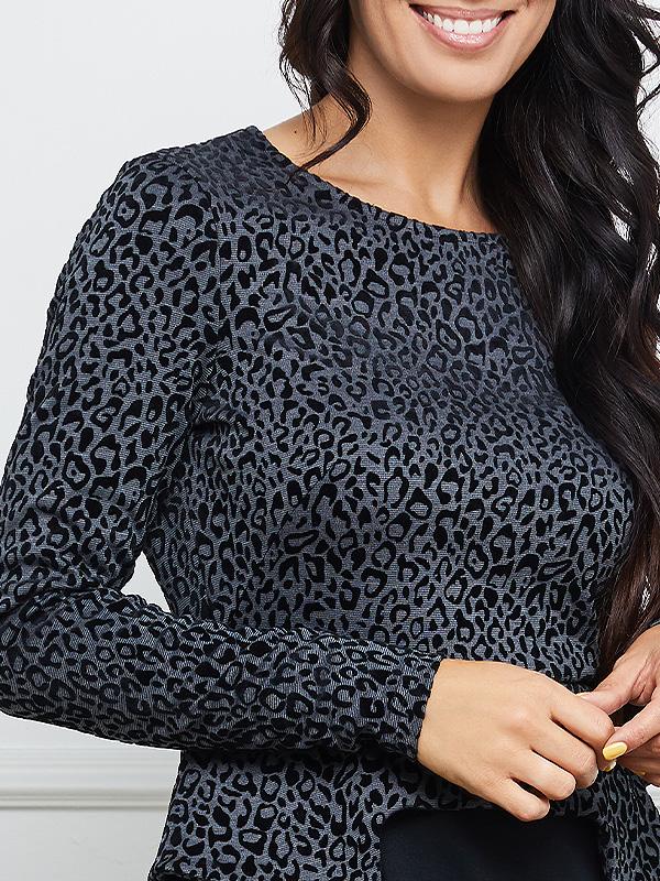 Lega suknelė "Doreen Grey - Black Velour Cheetah Pattern"