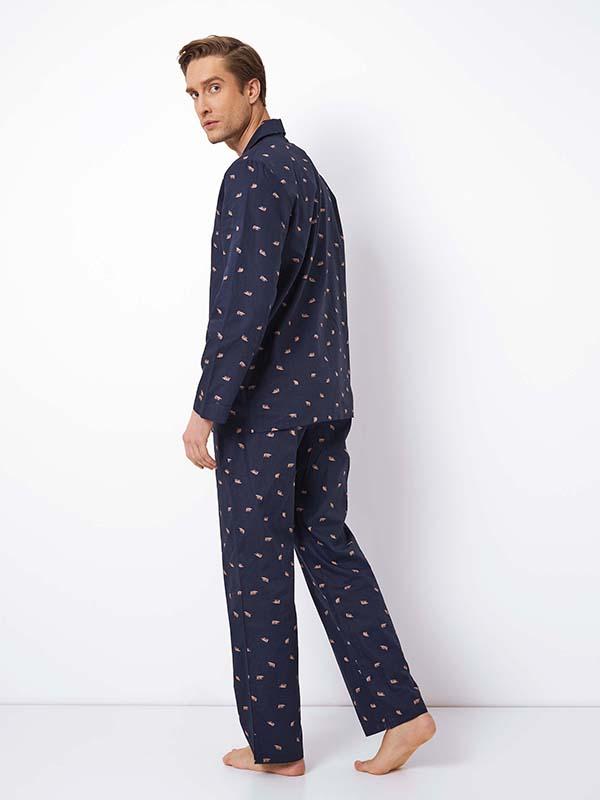 Aruelle мужская пижама из хлопка и модала "Benjamin Long Navy - Brown"