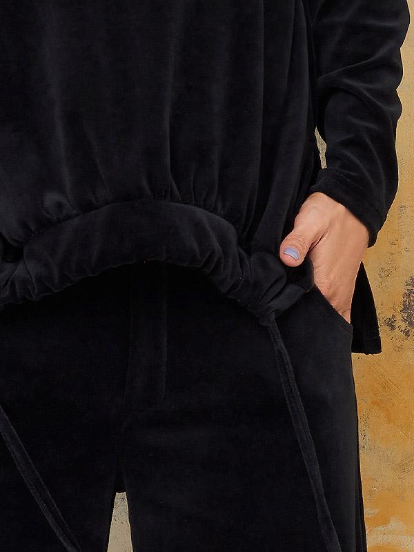 Lega plačios medvilninės kelnės "Lynette Black Velour"