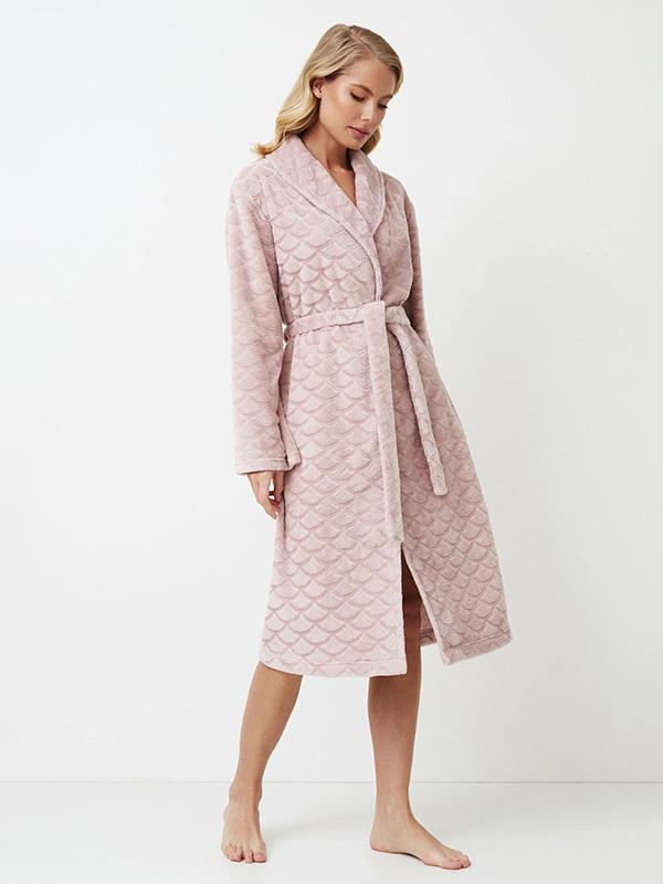 Aruelle Patterned Soft Dressing Gown Alison Dusty Pink