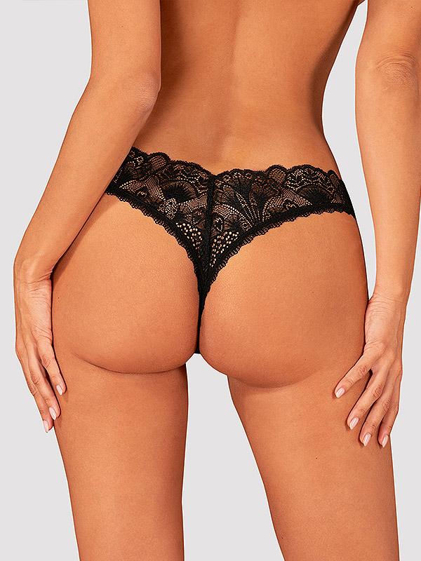Obsessive Crochless Panties - Thong with Lace Donna Dream Black