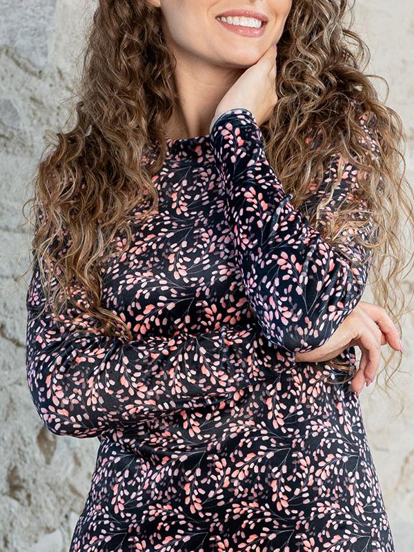 Lega Velour Midi Dress Amberly Black - Rose Flower Print Velour