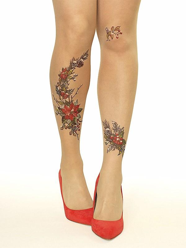 Stop & Stare pėdkelnės su tatuiruote "Winter Bloom 20 Den Sun"