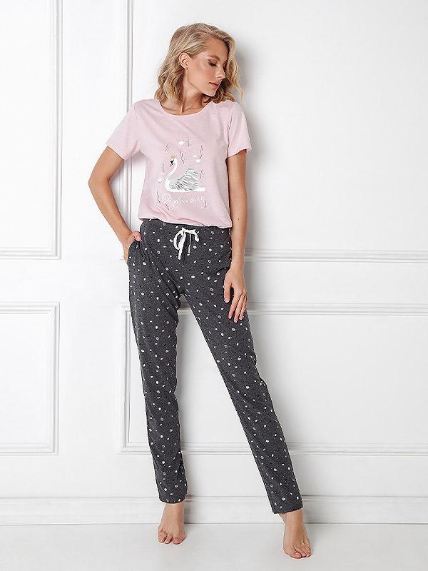 Aruelle хлопковая пижама "Sharon Long Light Pink - Graphite"