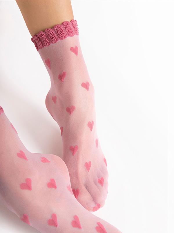 Fiore Patterned Socks Kokoro Pink