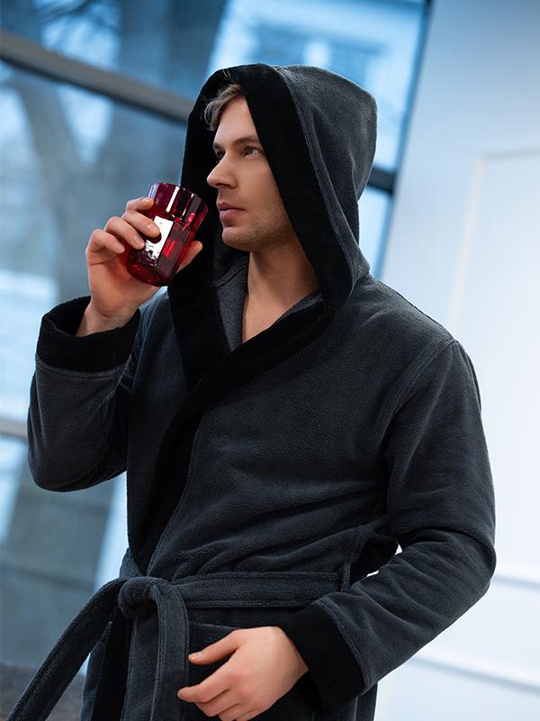 Belmanetti Men's Double-layered Robe William Grey - Black