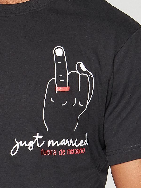 Muydemi vyriškų apatinių marškinėlių ir šortukų medvilninis komplektas  "Just Married Black"