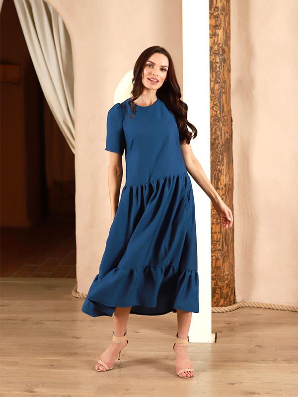 Lega Viscose Midi Dress Trudy Blue