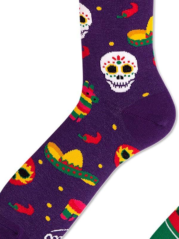 Many Mornings unisex medvilninės kojinės "Fiesta Mexicana Violet - Multicolor"