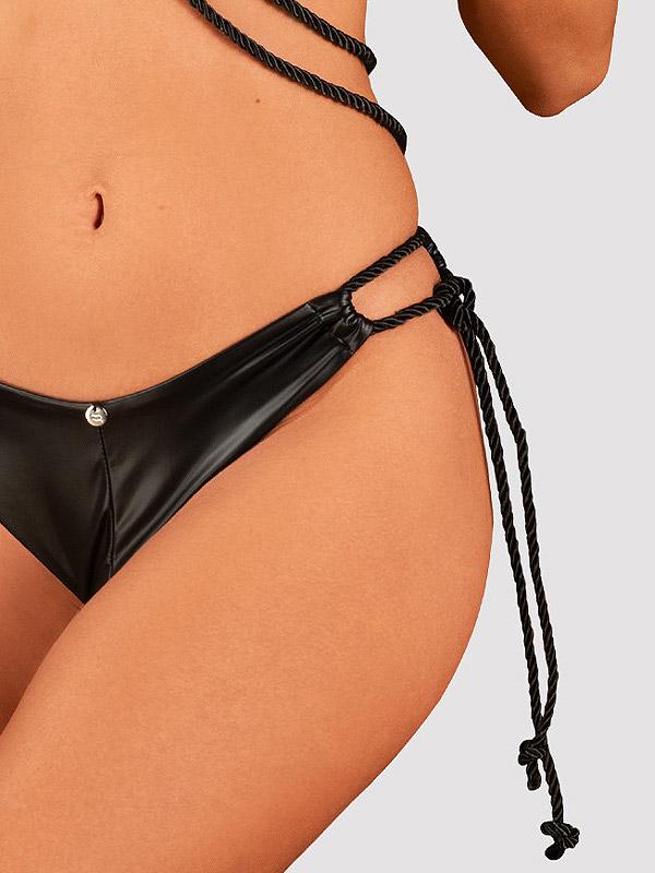 Obsessive oткровенный комплект нижнего белья с мокрым эффектом из 2 частей "Cordellis 2 Black"