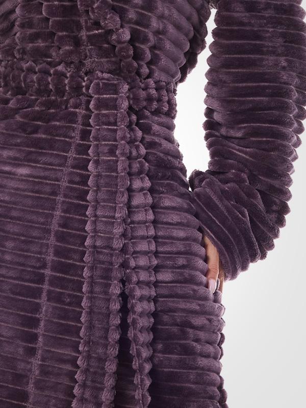 L&L Patterned Hooded Dressing Gown Robin Amethyst