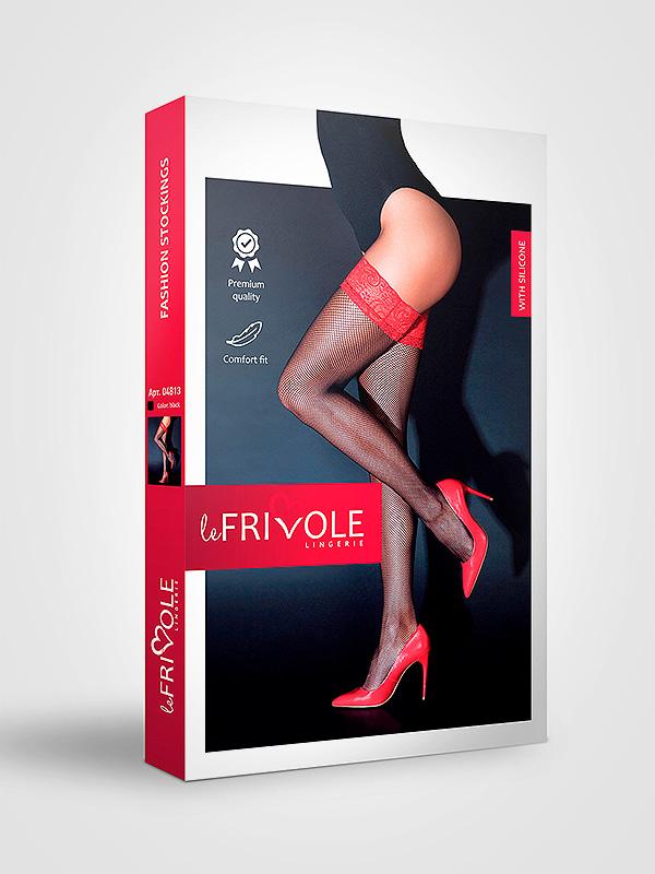 Le Frivole prilipinamos tinklinės kojinės "Robin Black - Red"