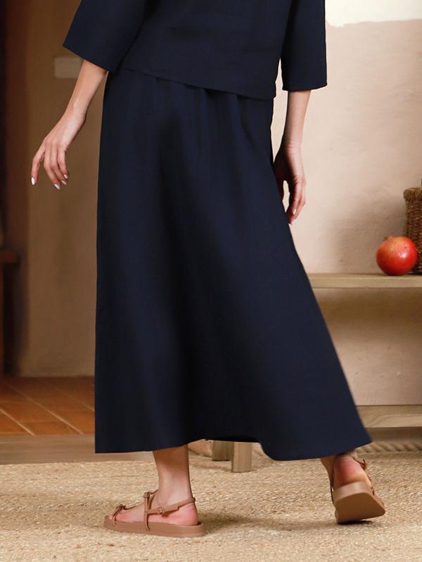 Lega длинная льняная юбка "Donella Navy"