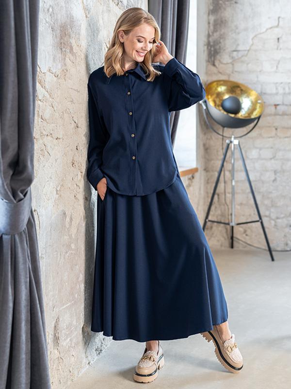 Lega расклешенная юбка из вискозы "Herma Navy"
