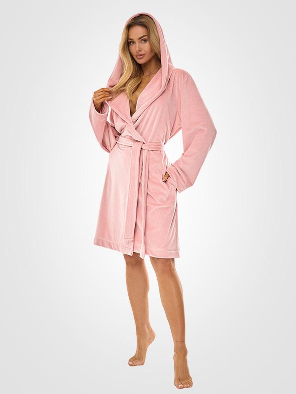 L&L Patterned Dressing Gown Luna Pink Velour