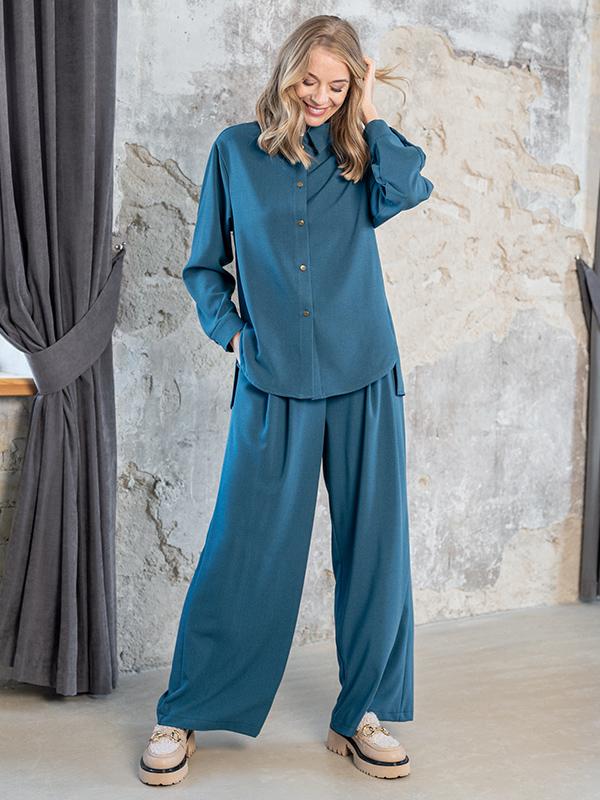 Lega Wide Trousers With Viscose Reyna Turquoise