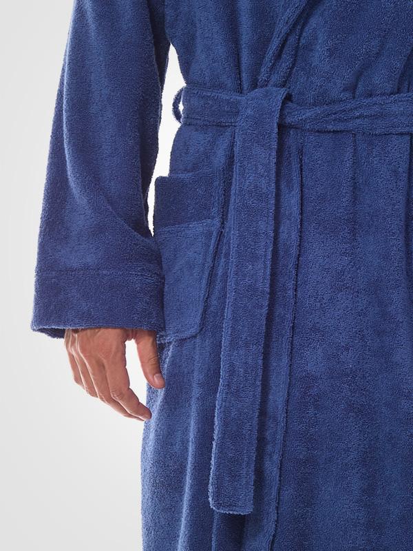 L&L Men's Cotton Dressing Gown Robert Navy