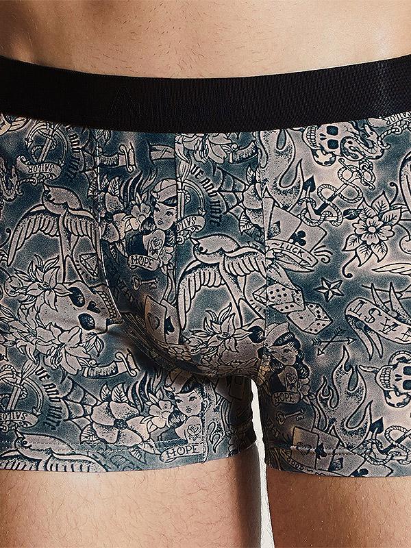 Aubade Cotton and Modal Blend Boxers Timothy Brown Old Tattoo Print