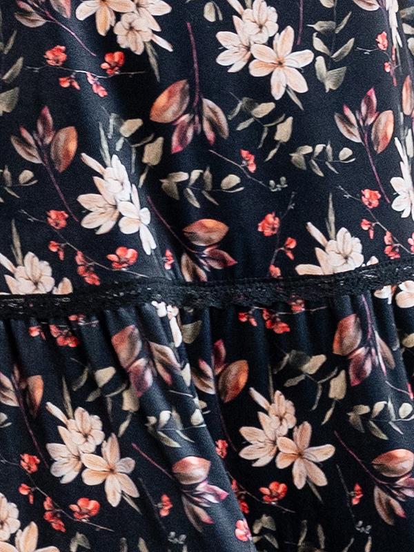 Lega Velour Midi Dress Kayla Black - Multicolor Flower Print Velour