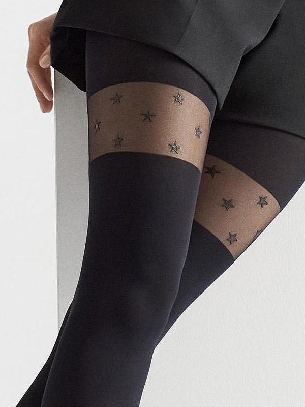 Marilyn mikrofibros pėdkelnės su kojinių imitacija "Zazu Stars W01 20-60 Den Black"