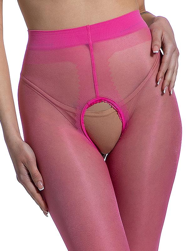 Amour Open Crotch Tights Hip Gloss 20 Den Pink