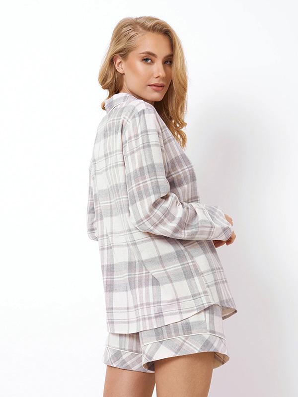 Aruelle Short Cotton Pajamas Set Avery Short Grey - Beige