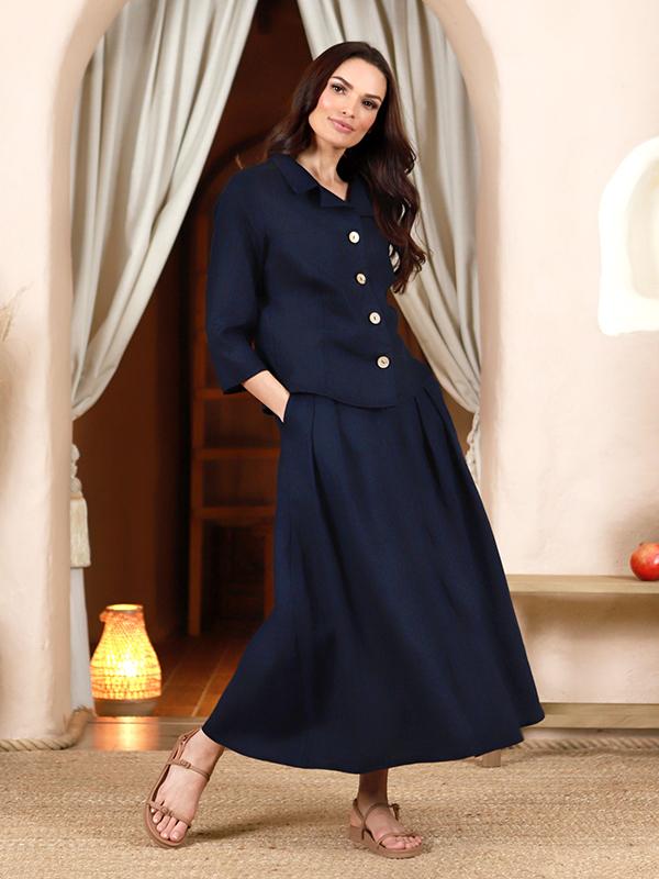 Lega Linen Jacket Lilia Navy