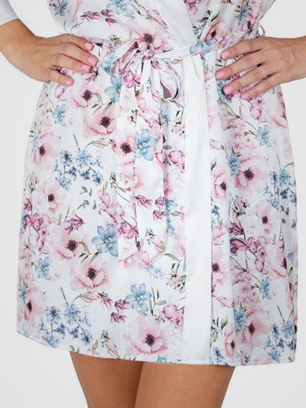 Donna атласный халат "Rosa Ecru - Multicolor Flower Print"