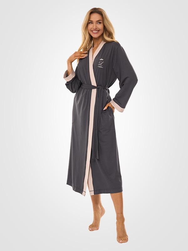 L&L Long Viscose Robe Rajana Long Graphite - Grey