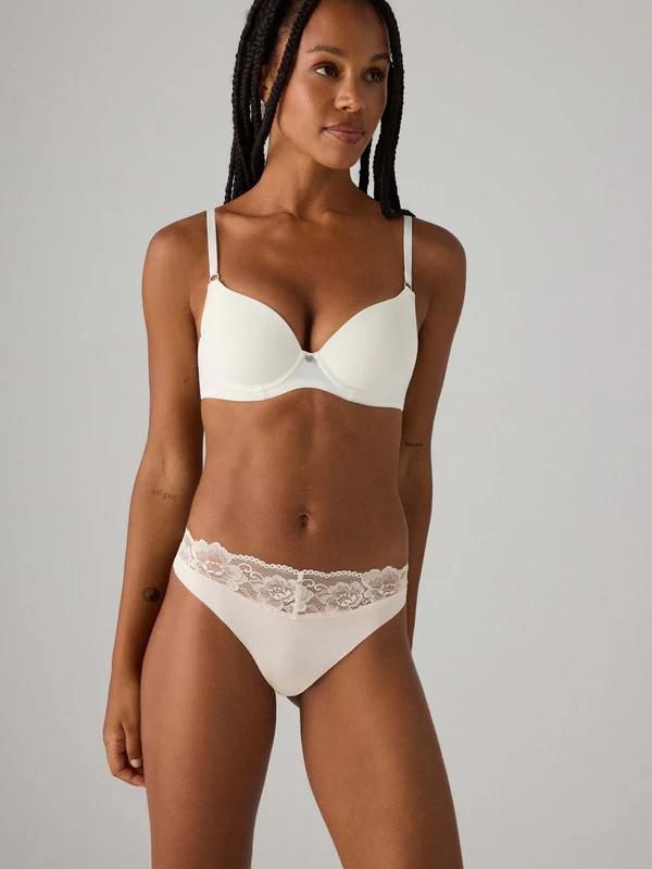 Ysabel Mora besiūlės kelnaitės stringai su nėriniais "Vanesa Off White"